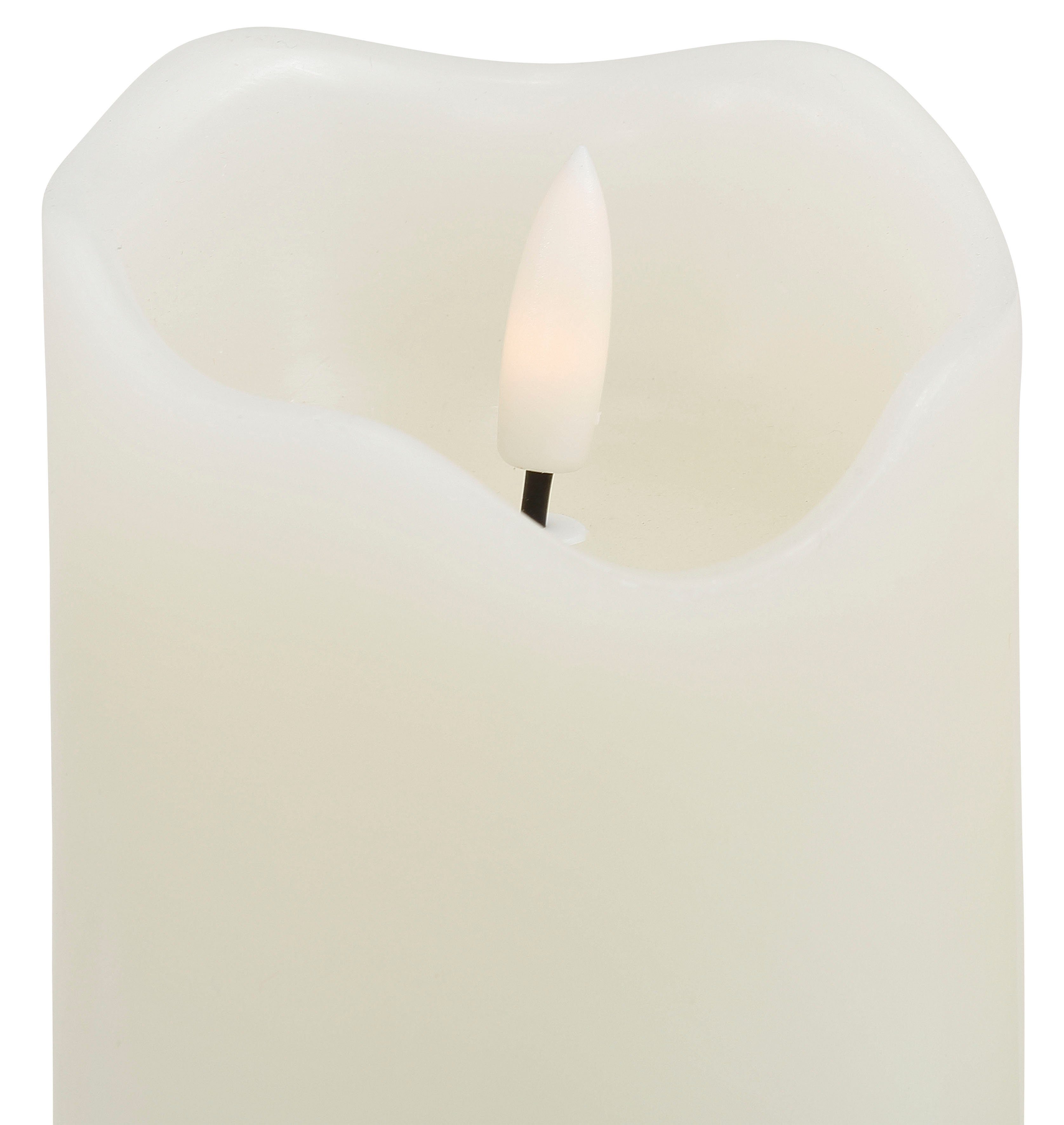 BONETTI LED Dekolicht Weihnachtsdeko, 3er Set, Timerfunktion, Warmweiß, LED-Kerze mit 3D Flamme und Timer