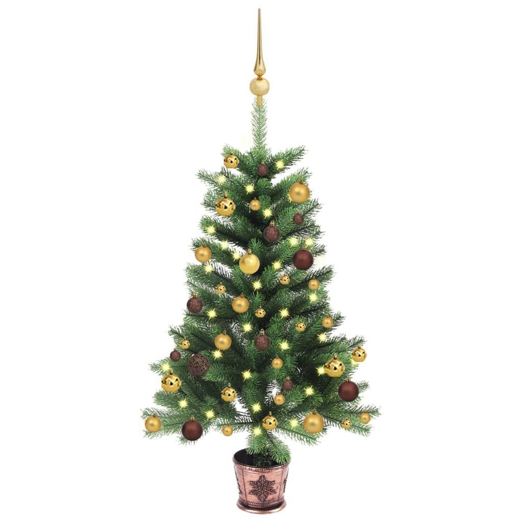 vidaXL Künstlicher Weihnachtsbaum Künstlicher Weihnachtsbaum mit Beleuchtung & Kugeln 65 cm Grün