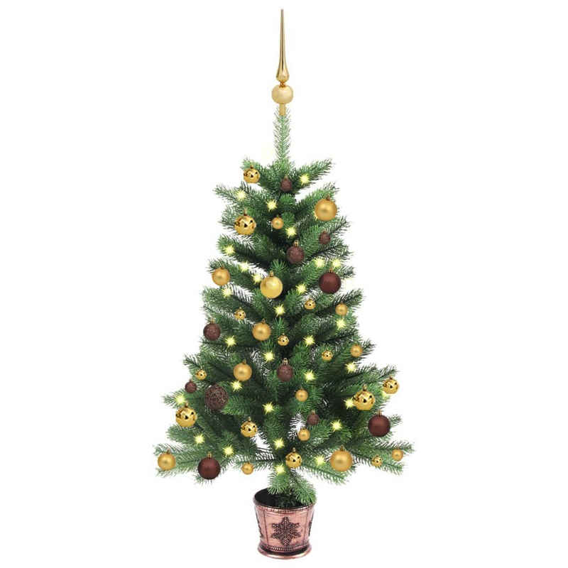 vidaXL LED Baum Künstlicher Weihnachtsbaum mit LEDs & Kugeln 65 cm Grün