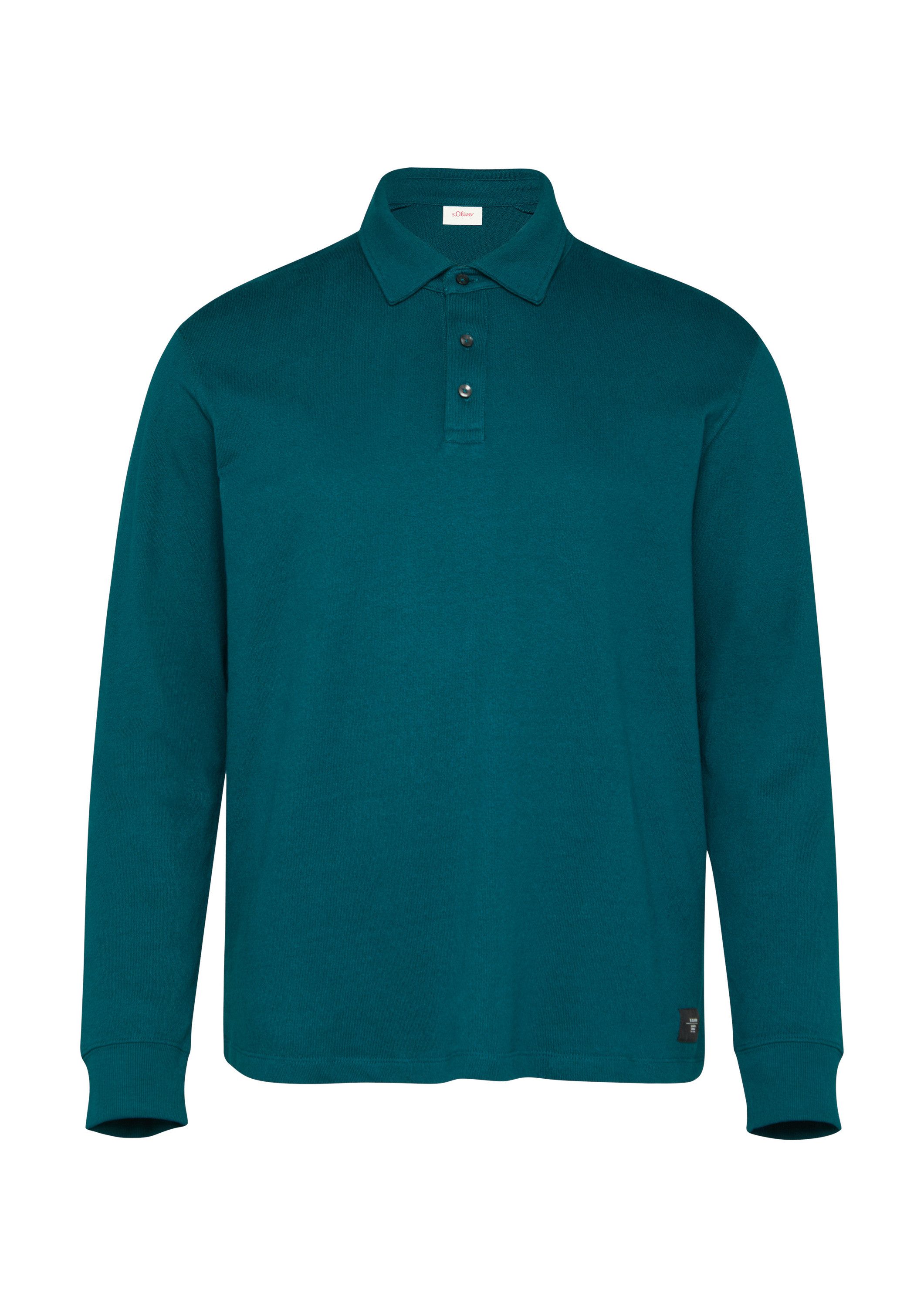 s.Oliver Langarmshirt Polo-Shirt Strukturiertes Langarm-Poloshirt im Relaxed Fit