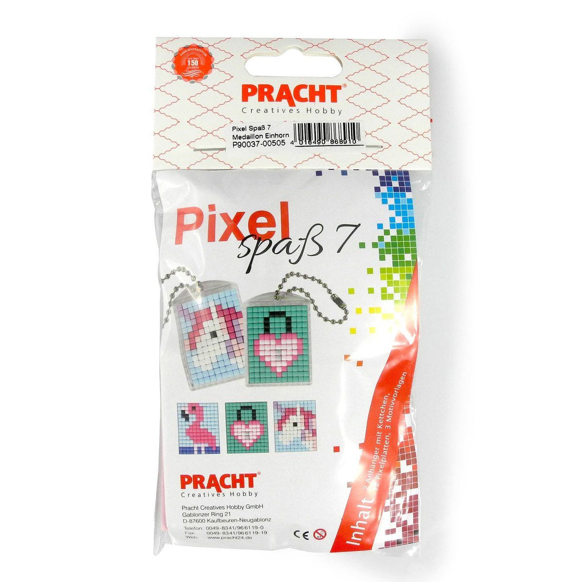 Pracht Malen nach Zahlen PRACHT Pixel Spaß Nr. 7 klein 2 Medaillons mit Kette