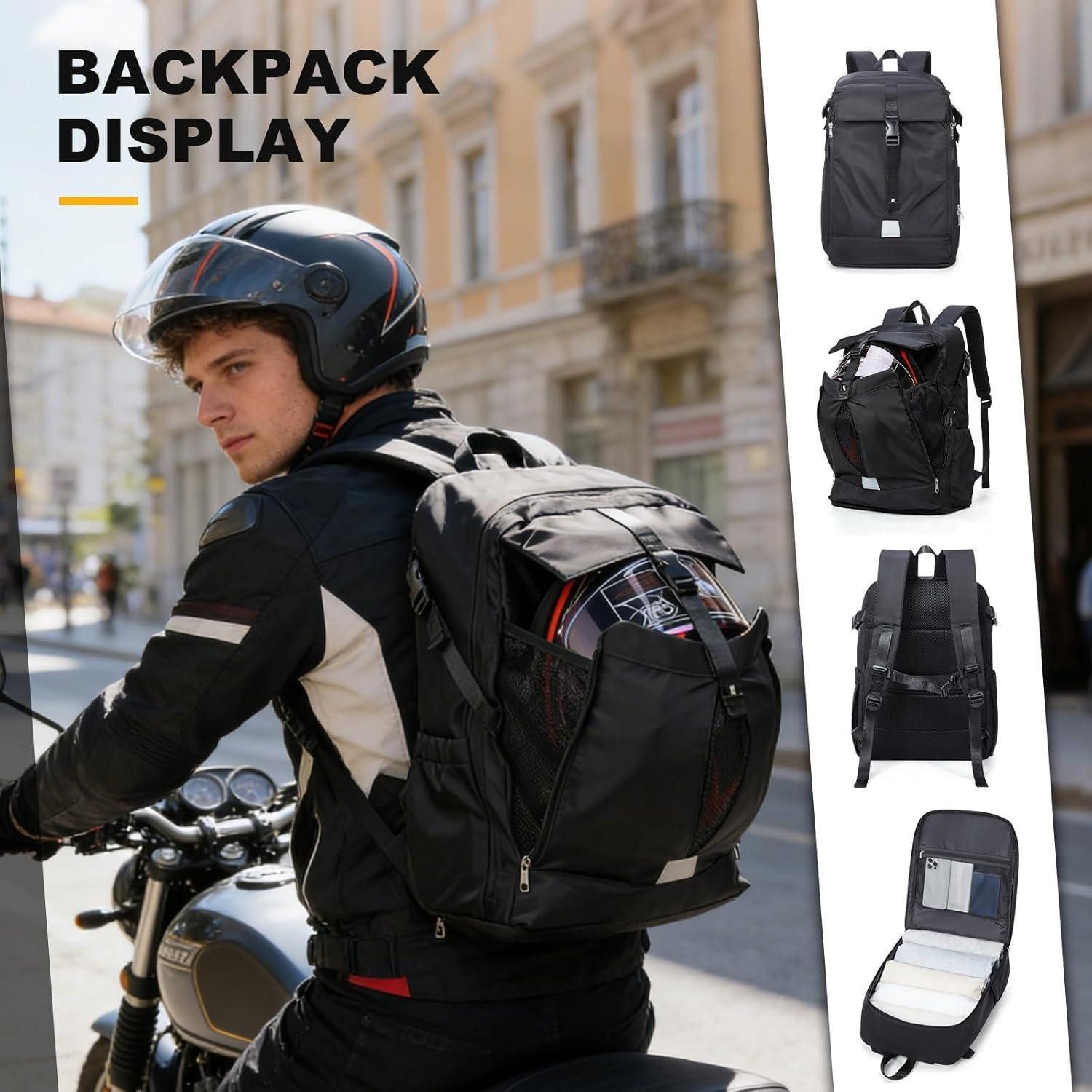 LuxusKollektion Rucksack Motorrad Rucksack Wasserdicht Helmrucksack Herren Damen H-schwarz S