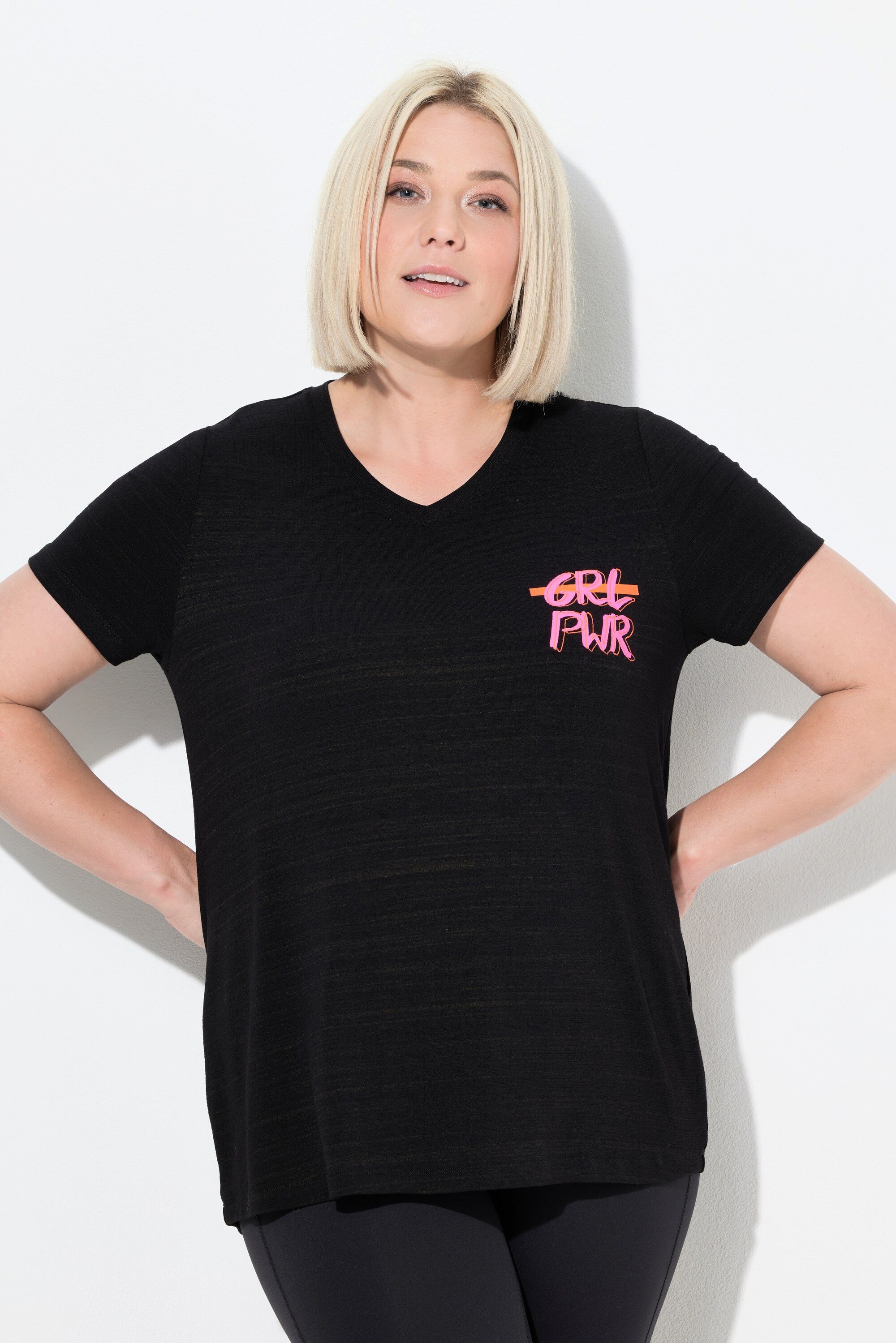 Ulla Popken T-Shirt Funktions-Shirt Cut-Outs V-Ausschnitt Halbarm günstig online kaufen