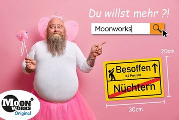 MoonWorks Hinweisschild Kunststoff-Schild mit Spruch Alkohol Nüchtern Besoffen Parodie Ortsschild Türschild lustig MoonWorks®