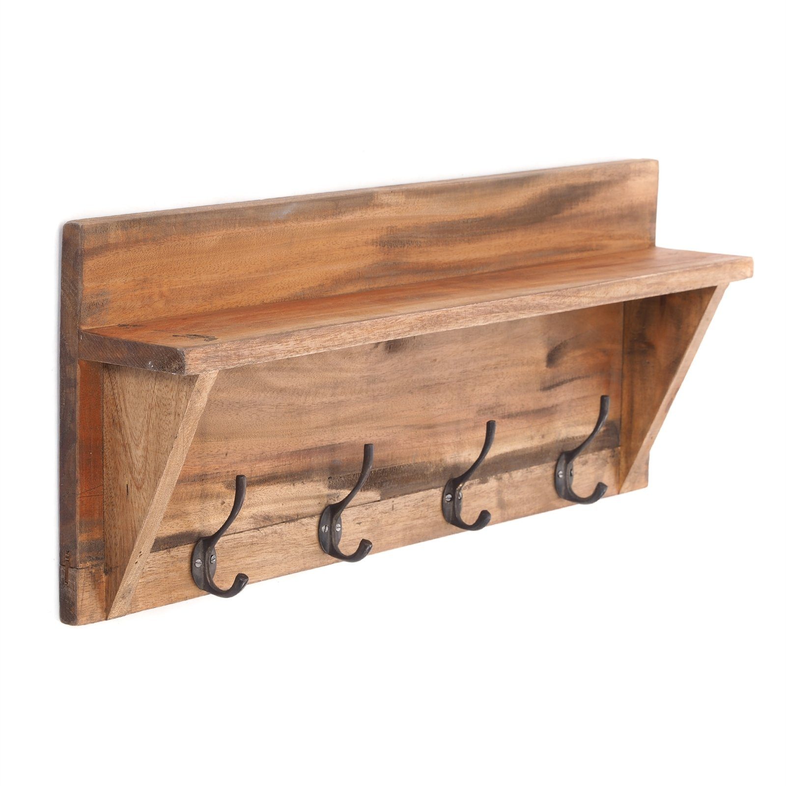 DESIGN DELIGHTS Wandgarderobe WANDGARDEROBE MIT REGAL "VINTAGE", 60x26cm (BxH), Kleiderhaken, Fa