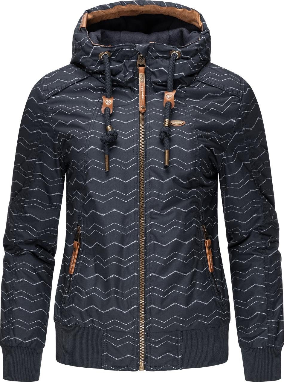 Ragwear Outdoorjacke Druna Zig Zag Winter sportliche Winterjacke mit Kapuze und Print