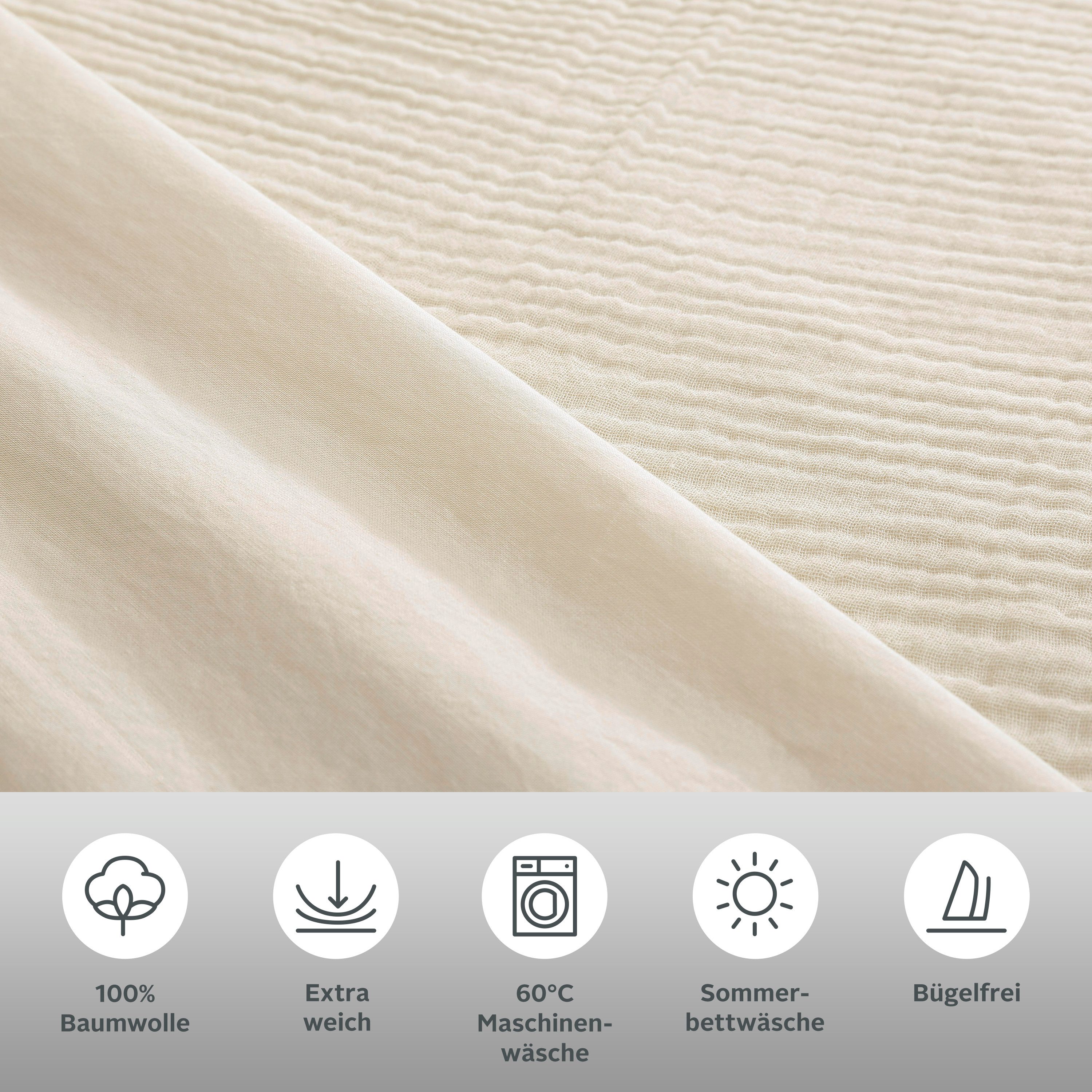 OTTO home Wendebettwäsche Sari3, Musselin, Renforcé, 2 teilig, NEUHEIT: aus 100% Baumwolle in weichem Musselin, Rückseite Renforcé