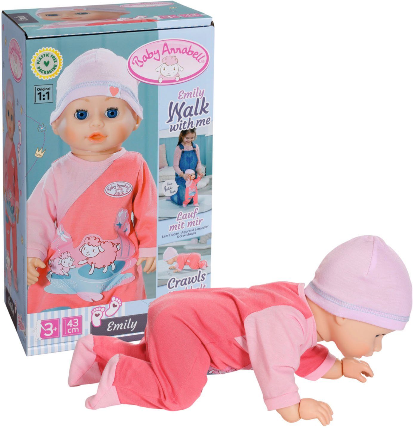 Baby Annabell Babypuppe Emily Lauf mit mir, 43 cm, mit Soundfunktion