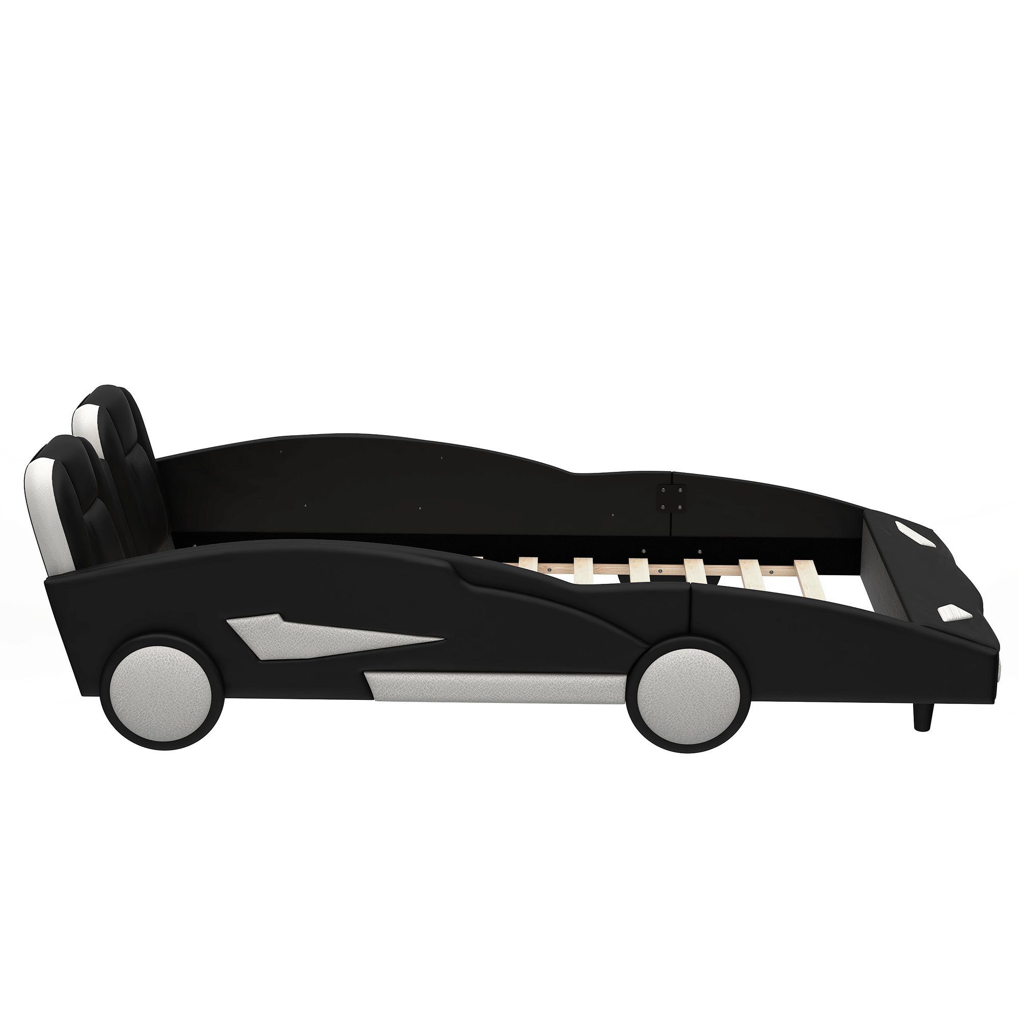 Kinderbett Polsterkopfteil), 200CM Autobett (1-tlg., BlingBin Simuliertes Kopfteil Autositzes, eines 90 x Schwarz