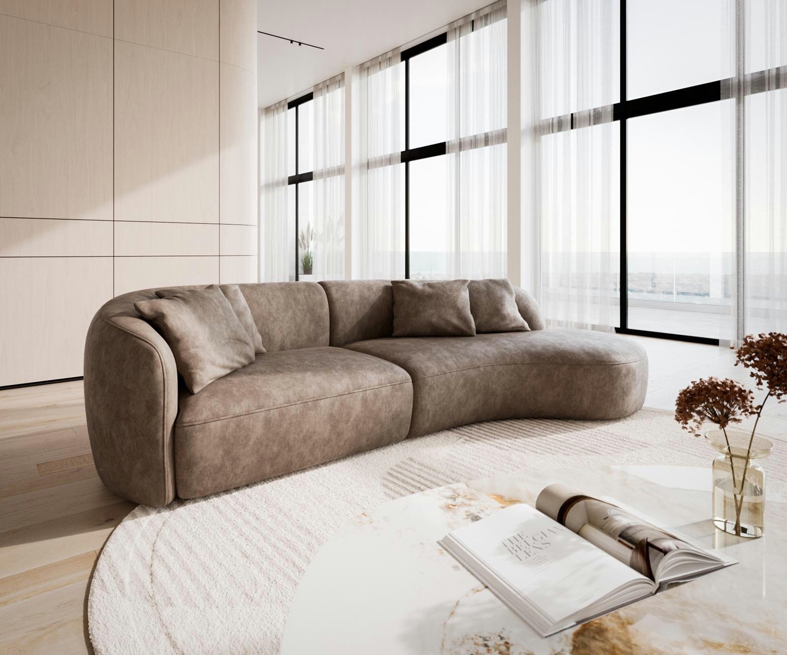 DELIFE Big-Sofa Mairi, Mikrofaser Taupe Vintage günstig online kaufen