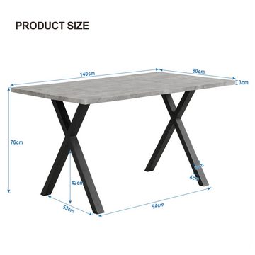 REDOM Esstisch Esszimmertisch rechteckig Tisch (Schreibtisch, Bürotisch, L140*B80*H76cm)