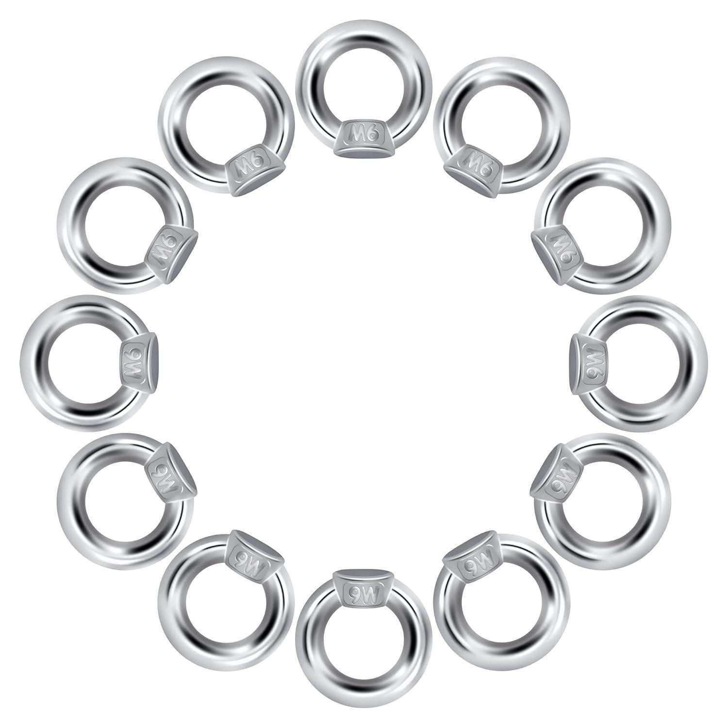 LuxusKollektion Ringmutter Ringmutter M6 Edelstahl Hebe-Hängezubehör 12er-Set