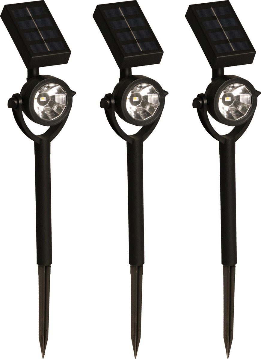 Luxform Gartenstrahler Solar-Erdspießleuchte - Zamora - 3 Stück - LED, LED fest integriert, Solarbetrieben