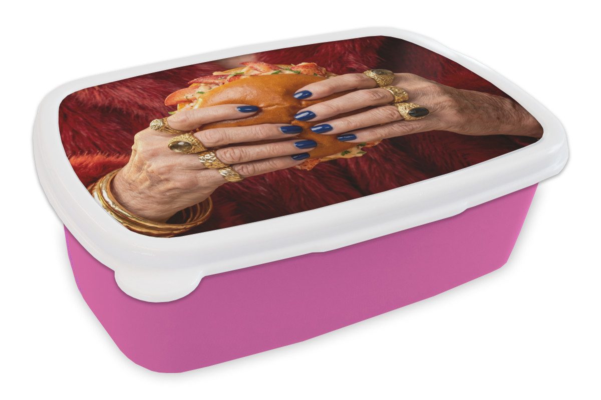 MuchoWow Lunchbox Rolle - Pelzmantel - Gold, Kunststoff, (2-tlg), Brotdosen, Lunch Box, Brotbox für Kinder und Erwachsene