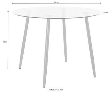 INOSIGN Glastisch Miller, runder Esstisch mit einem Ø von 100 cm