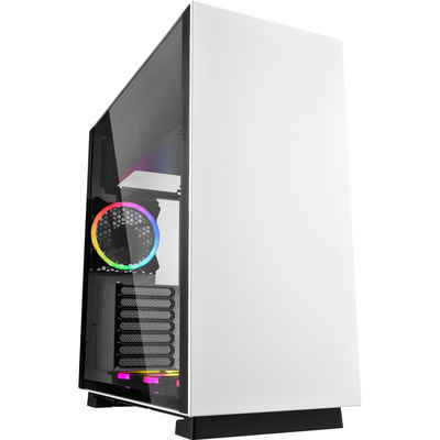 Sharkoon PC-Gehäuse PURE STEEL White RGB, gehärtetes Glas
