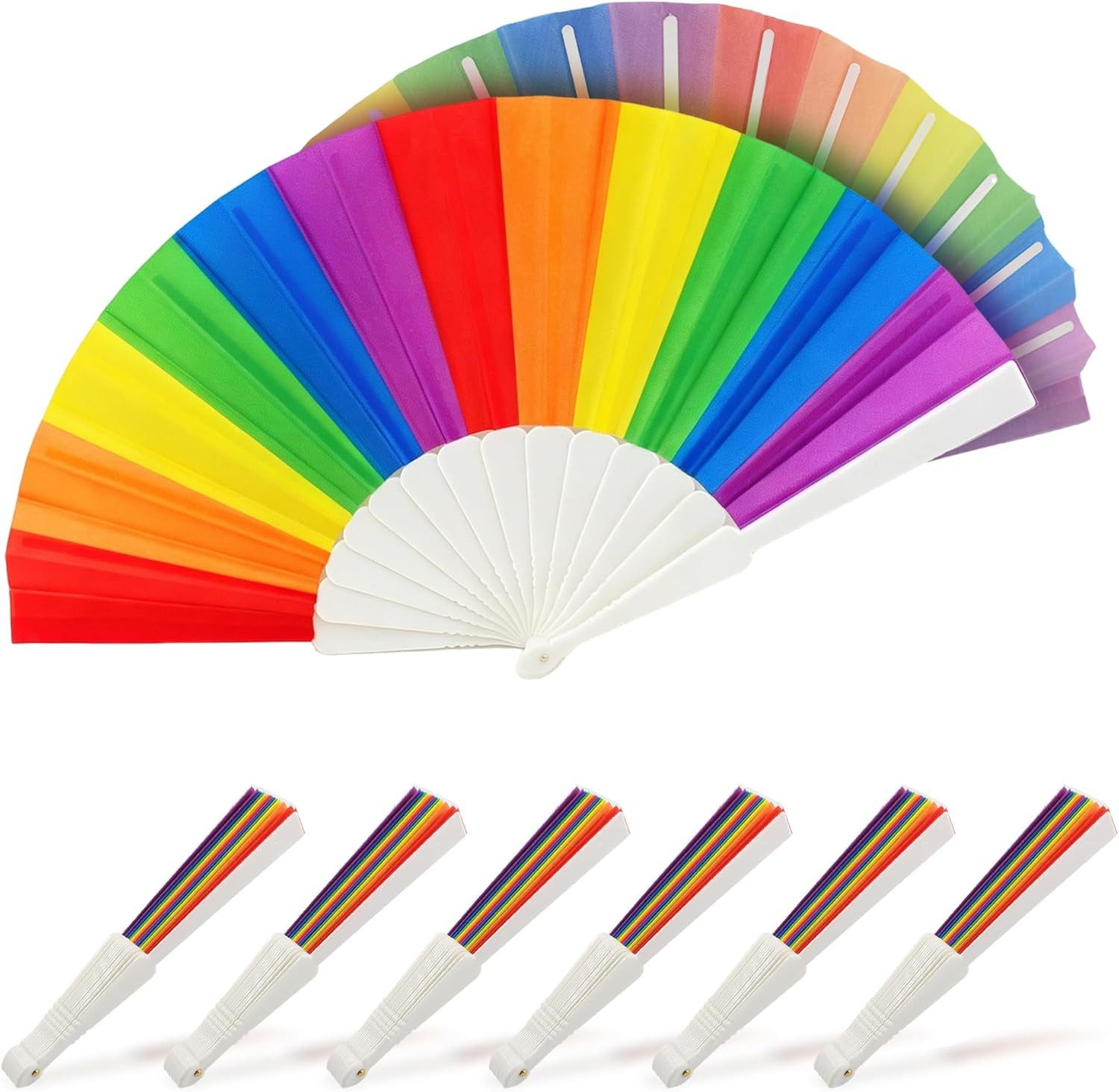 Bwecuy Handfächer 10 Stück handgehaltene Regenbogenfächer, Partyzubehör, (10-tlg)