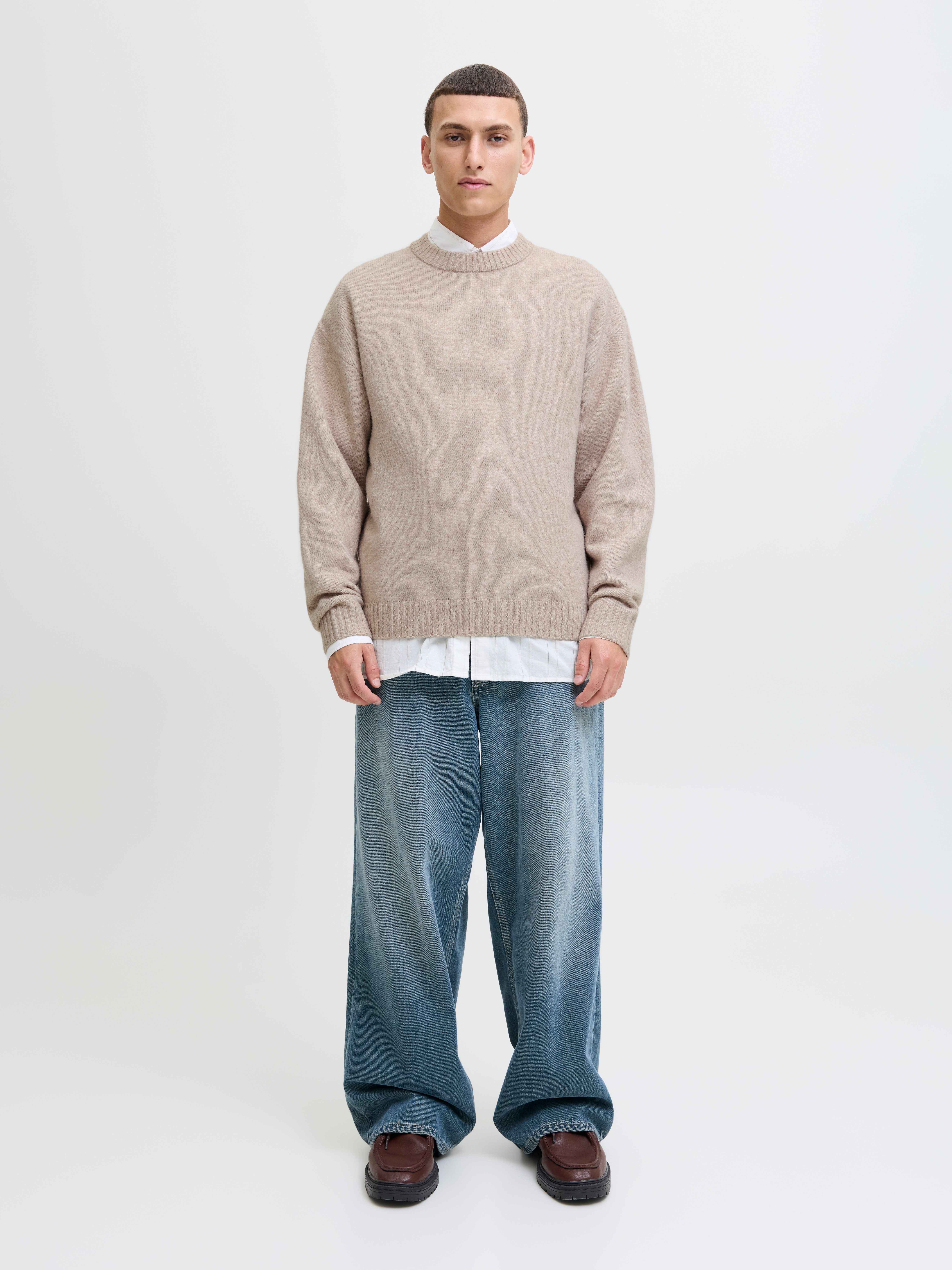 Jack & Jones Rundhalspullover JJESOHO OLLIE KNIT CREW NECK SN Materialmix, relaxed fit – Bild 5 von 5