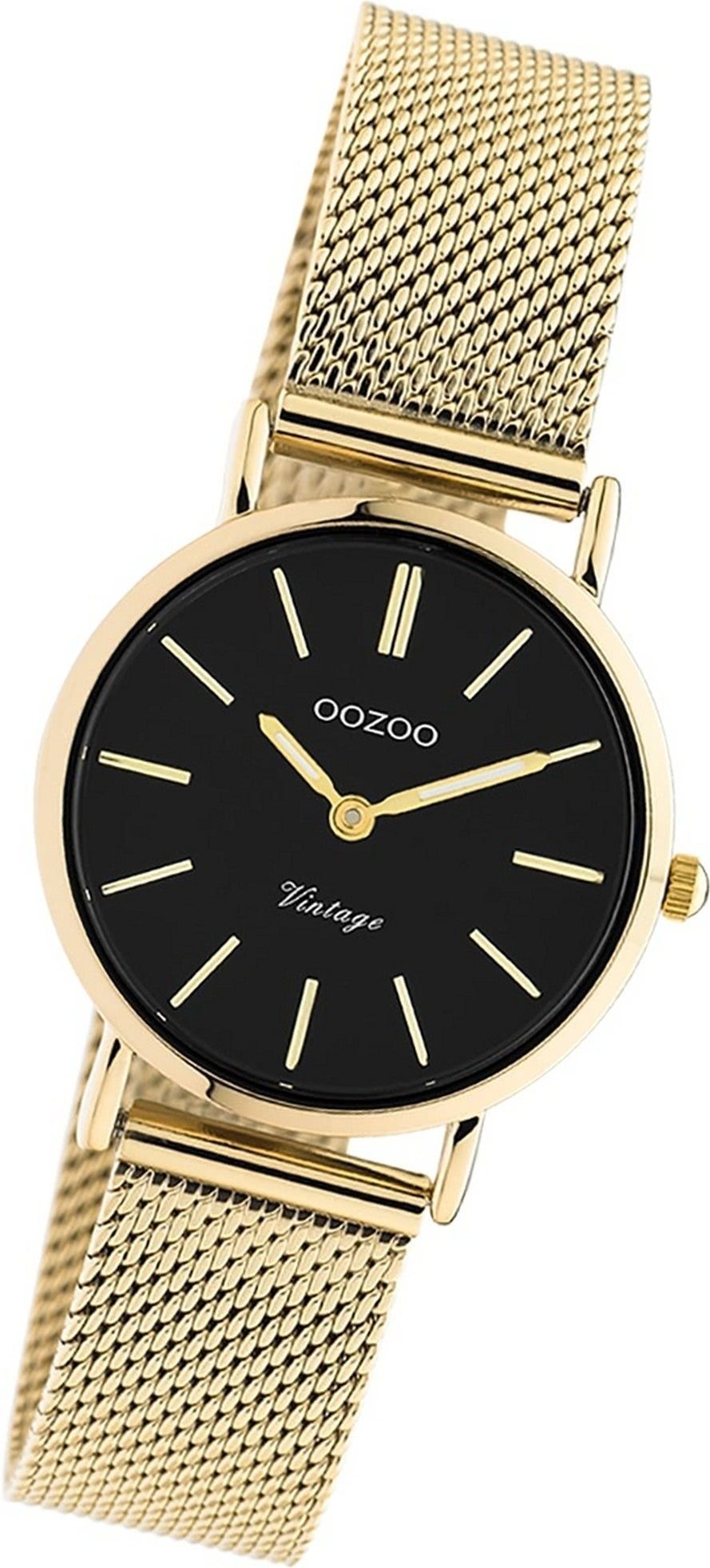 OOZOO Quarzuhr Oozoo Edelstahl Unisex Uhr 20232 Analog, Damen, Herrenuhr Edelstahlarmband gold, rundes Gehäuse, klein (28mm)