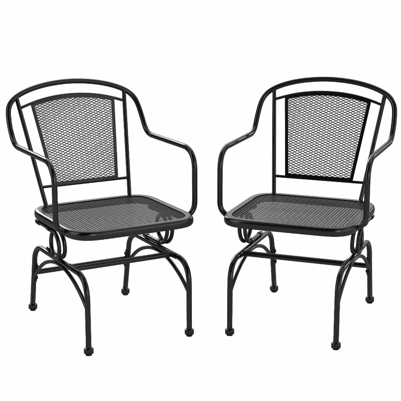 COSTWAY Gartenstuhl (2 St), Outdoor-Schaukelstuhl-Set mit Netz-Rückenlehne