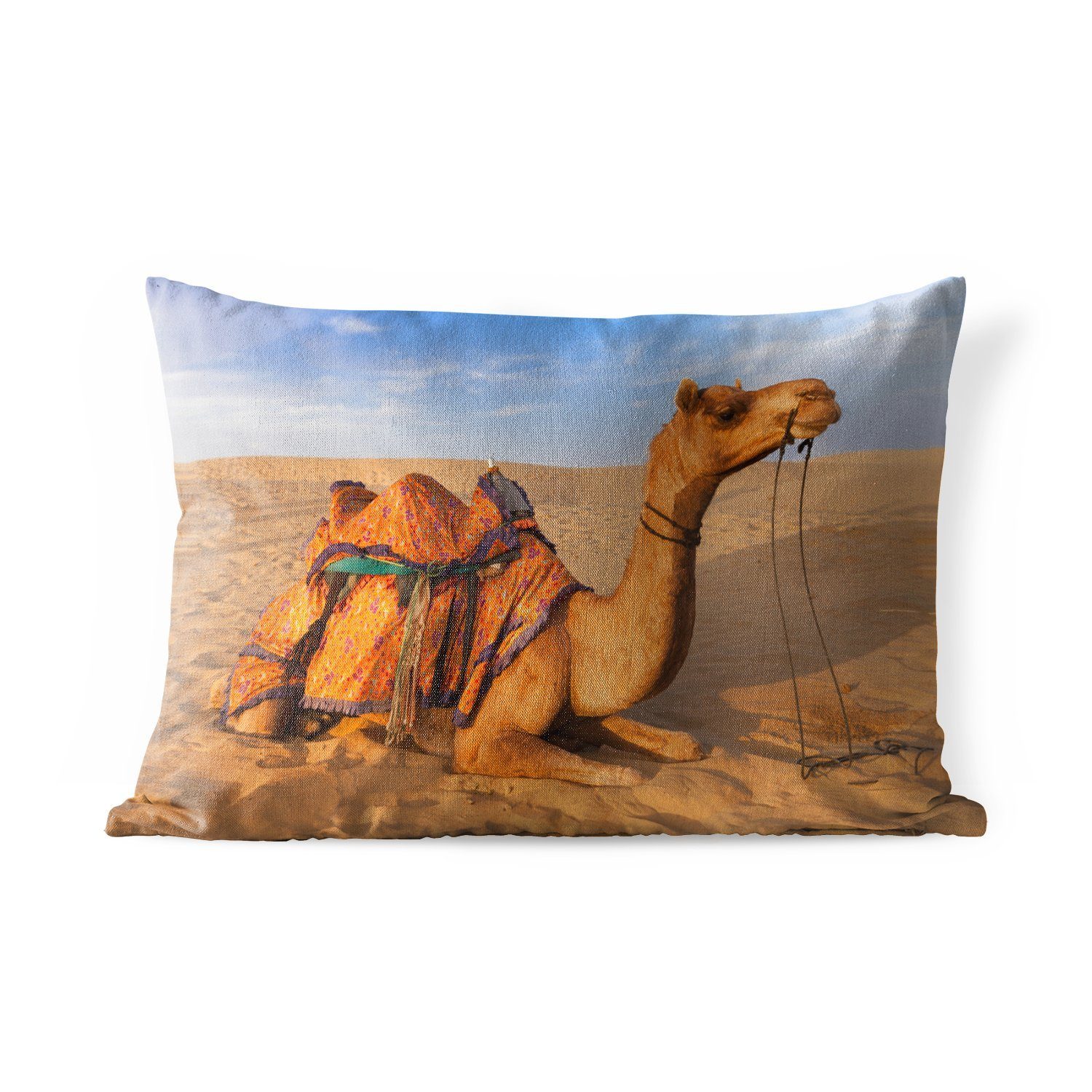 MuchoWow Dekokissen Dromedar-Kamel in den Sanddünen, Outdoor-Dekorationskissen, Polyester, Dekokissenbezug, Kissenhülle