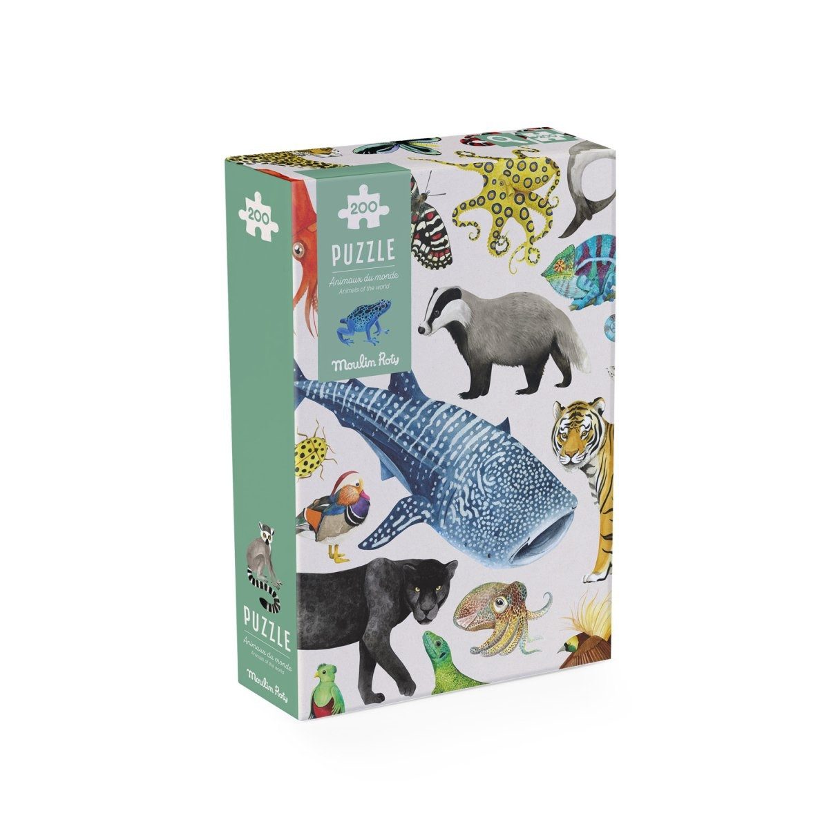 Moulin Roty Puzzle Puzzle Tiere der Welt (200 Teile) Kinderpuzzle für Kinder mit Motiv, 200 Puzzleteile, Kinderpuzzle