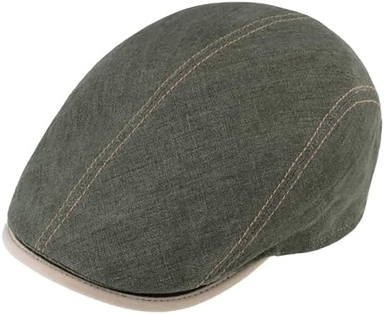 Flat Cap Brighton Leinen, Schiebermütze mit Kontrastnähten, Made in Italy