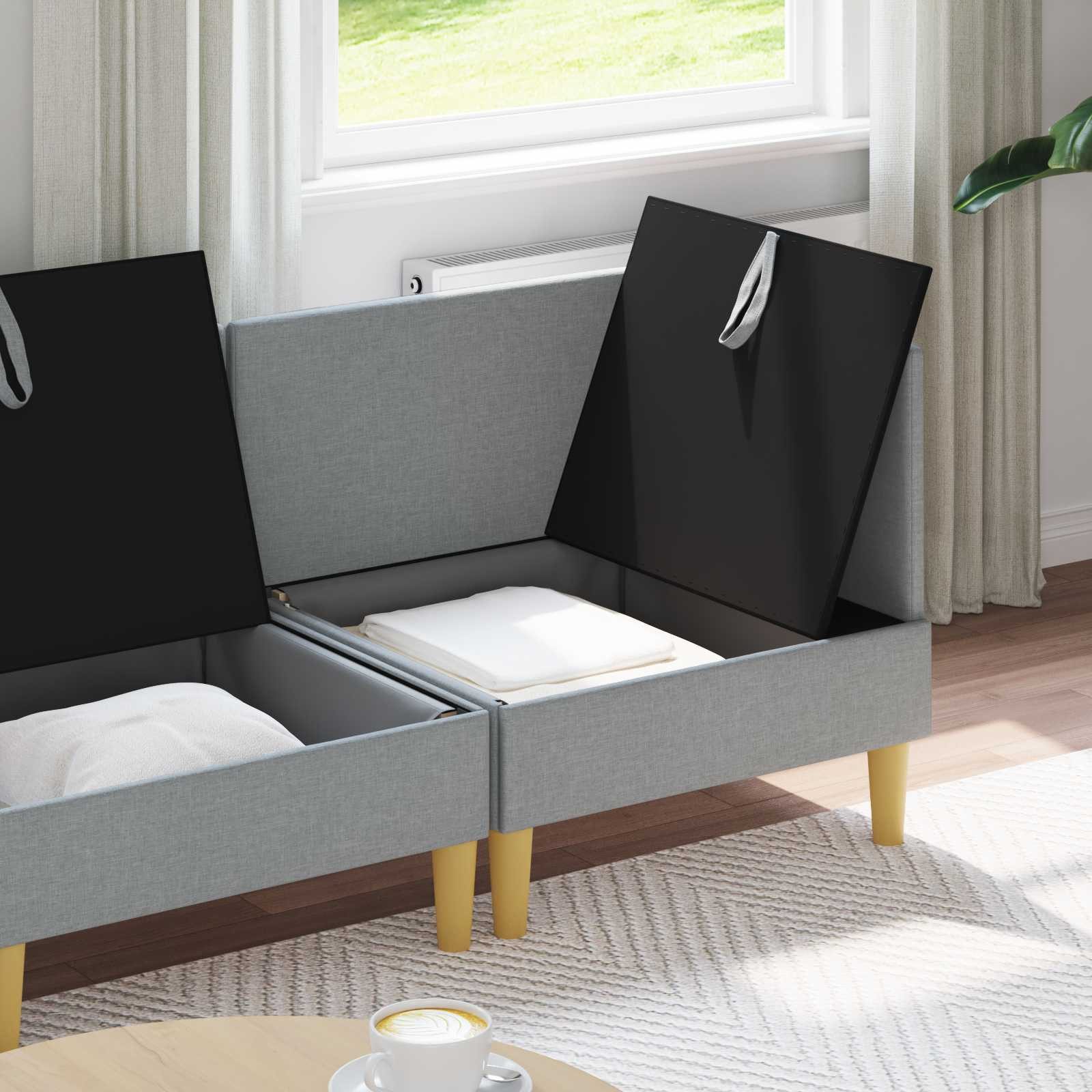 vidaXL Sitzgruppe Modular Sofa Set mit Stauraum 3 Stk. Hellgrau Stoff, (3-tlg)
