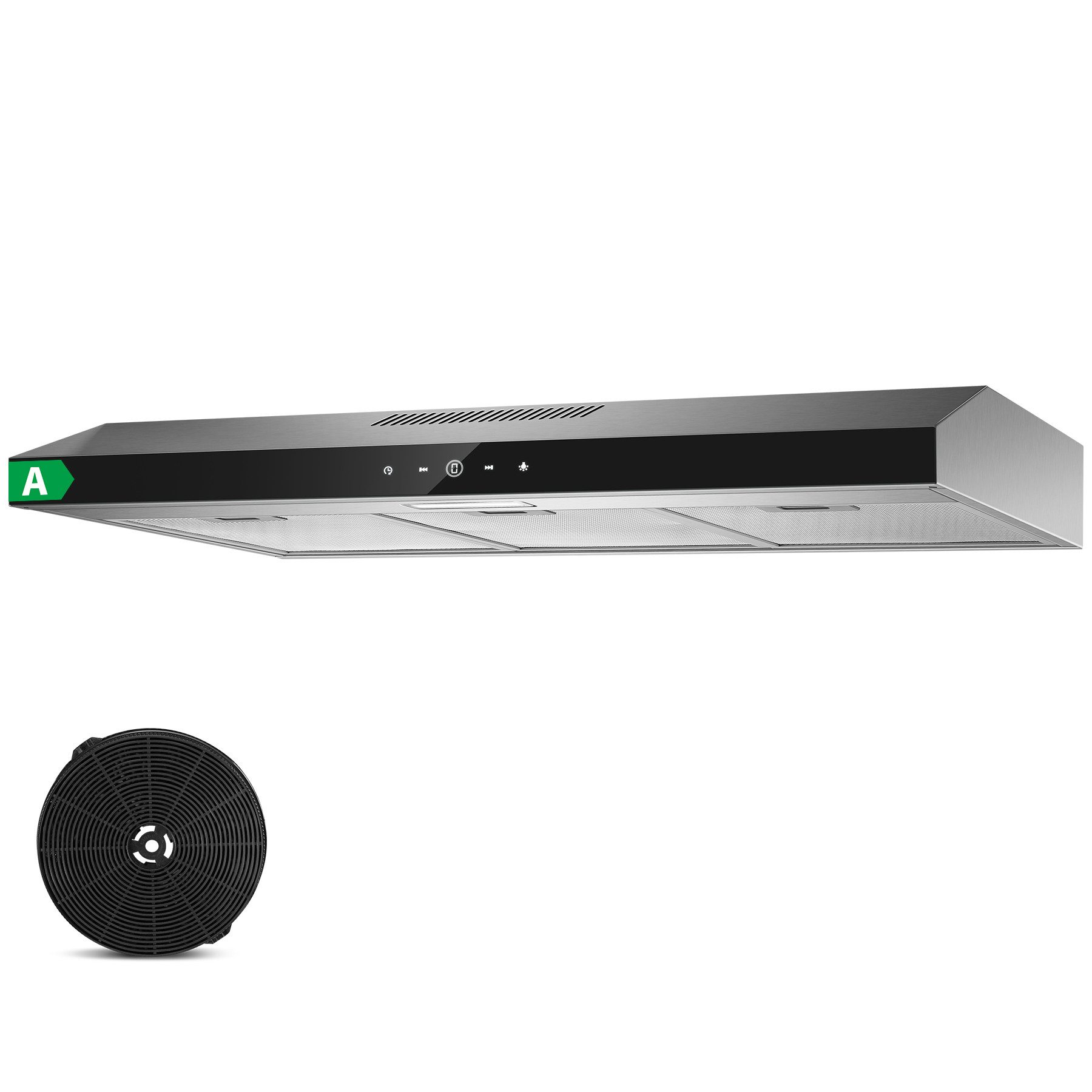 SNDOAS Unterbauhaube 90cm, Umluft & Abluft Dunstabzug mit LED‑Beleuchtung, 175 m³/h Dunstabzugshaube mit Aktivkohlefilter CF‑D, 3 Stufen, Energieklasse A+