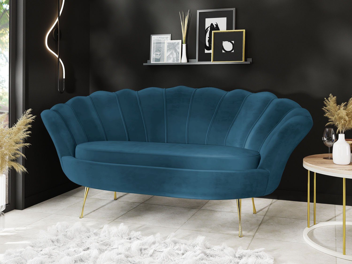 WFL GROUP Sofa Muschel, Samt 2-Sitzer günstig online kaufen