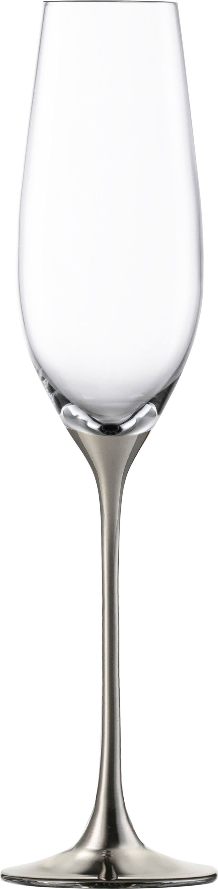 Eisch Germany Sektglas Champagner Exklusiv, 2-tlg., Kristallglas, Auflage in Platin, 180 ml, 2-teilig