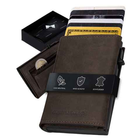 Gentlemen's Geldbörse Cardholder - Kreditkartenetui mit Münzfach & RFID-Schutz Smart Wallet, Kleiner Geldbeutel für Herren - Herren Portemonnaie mit Scheinfach