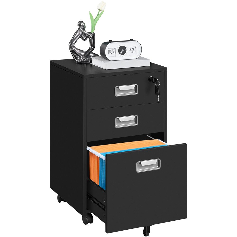 Yaheetech Aktenschrank Mobiler Büroschrank mit 3 Schubladen und Hängeregist günstig online kaufen