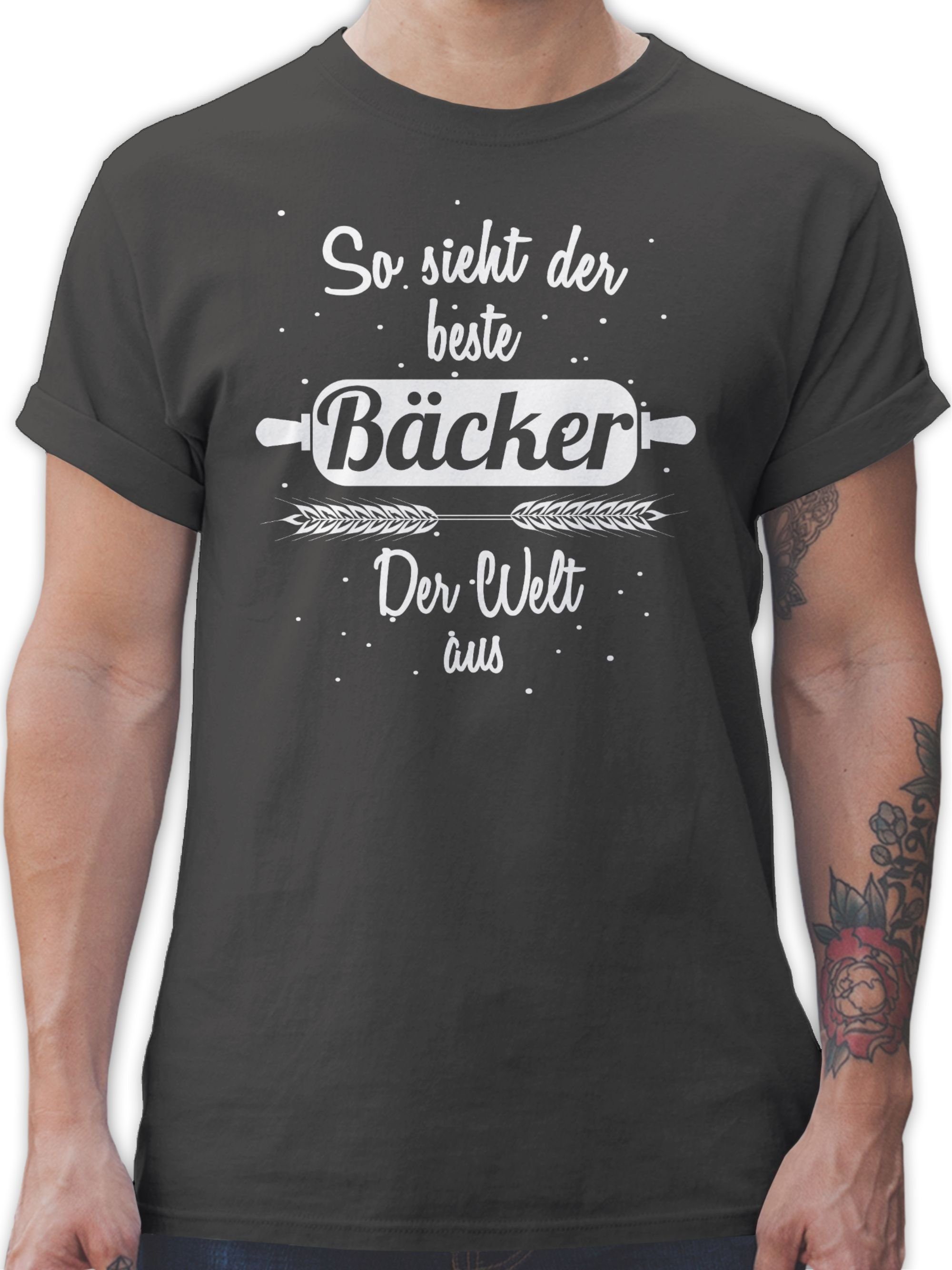 Shirtracer T-Shirt So sieht der beste Bäcker der Welt aus Beruf und Job Geschenke 3 Dunkelgrau