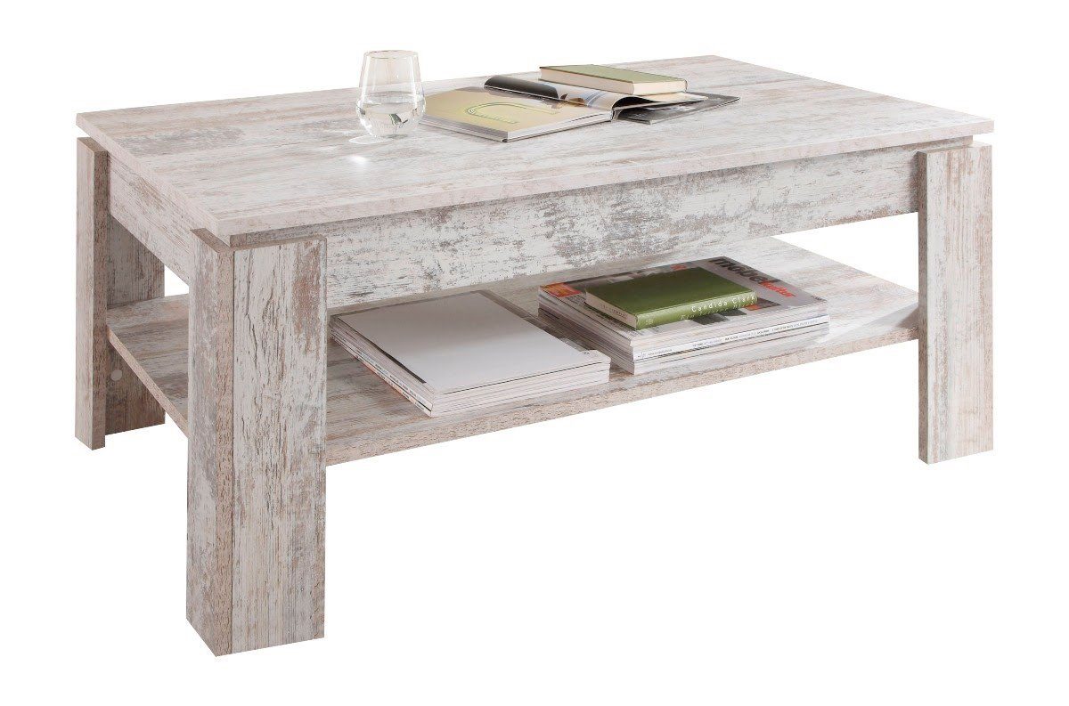 trendteam Couchtisch Universal (Tisch 110x65 cm, Old Used Wood Dekor), Breite 110 cm, mit Ablageboden