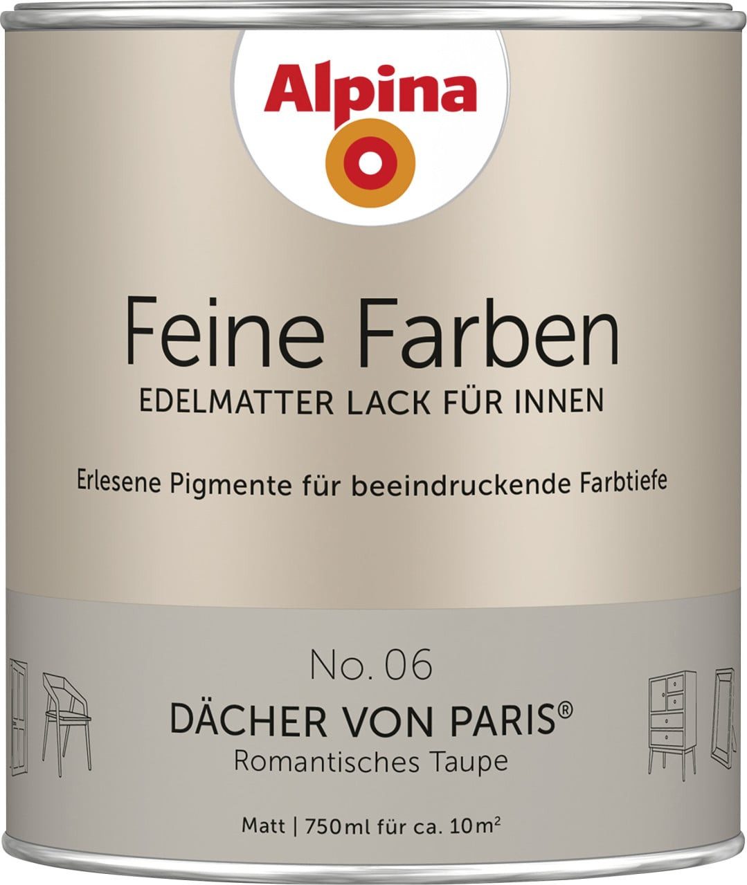 Alpina Wandfarbe Alpina Feine Farben Lack No. 06 Dächer von Paris -