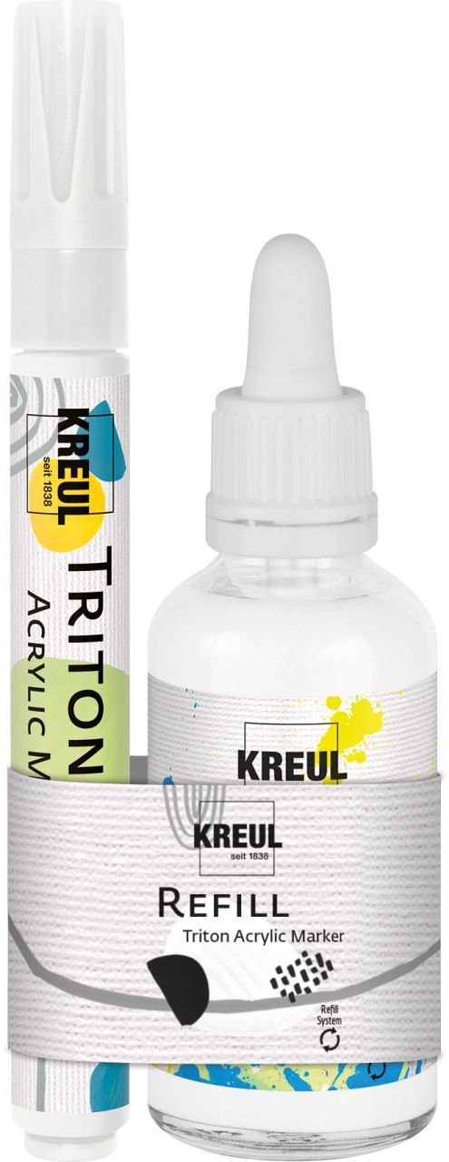 Kreul Flachpinsel Kreul Refill Triton Acrylic Marker edge Weiß Set