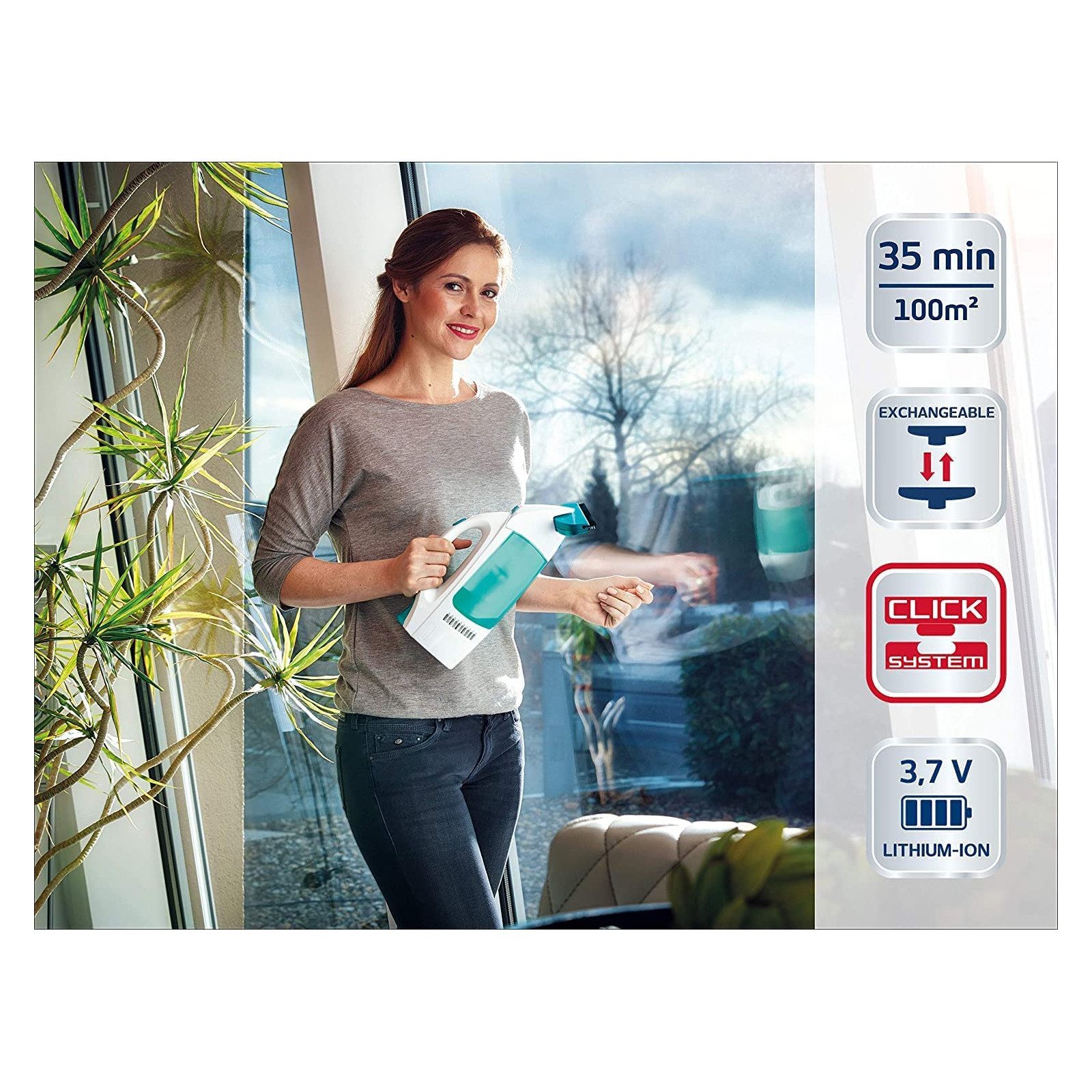 Leifheit Multi-Sauger 51001 Dry & Clean Fenstersauger mit Stiel