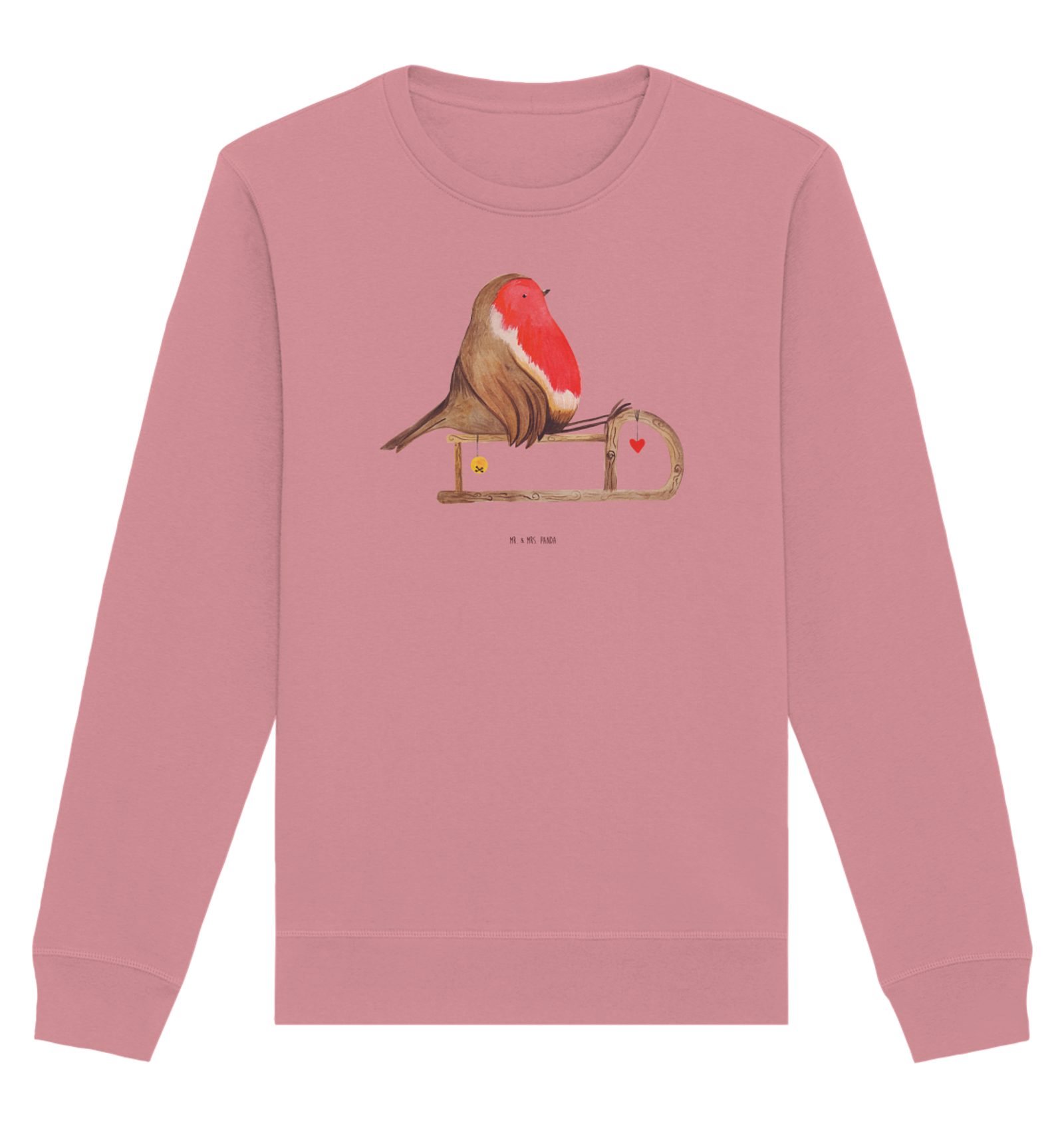 Longpullover Rotkehlchen Schlitten Größe XXL - Canyon Pink - Geschenk, Unisex, Wei