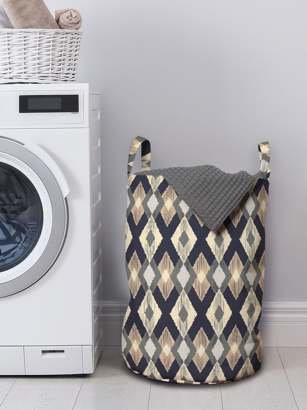 Waschsalons, Stil Kordelzugverschluss für Griffen Abakuhaus mit Wäschesäckchen Ikat Boho Wäschekorb