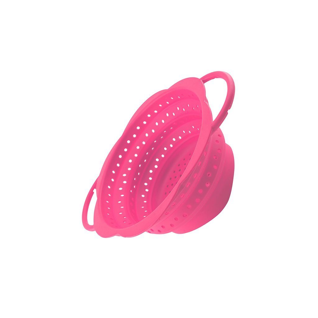 Faltsieb Küchensieb Silikon mit pink Edelstahlkern, S, Platzsparend Kochblume