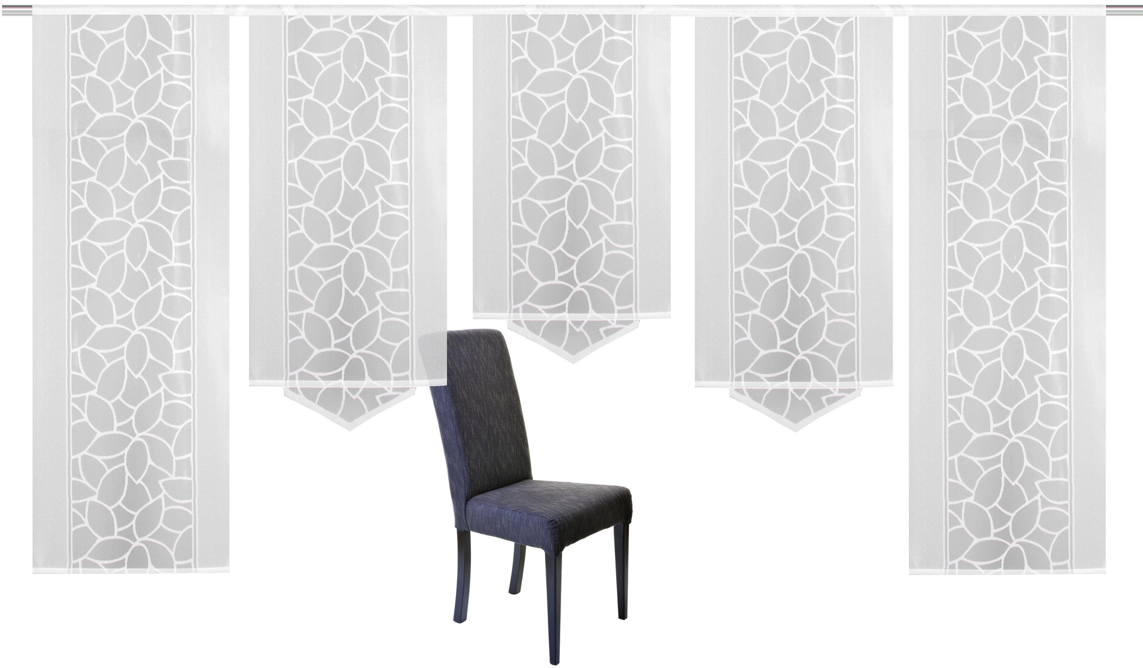 HOME WOHNIDEEN Schiebegardine JENNA (5 St), Klettband, halbtransparent, Schiebevorhang Jacquard Set