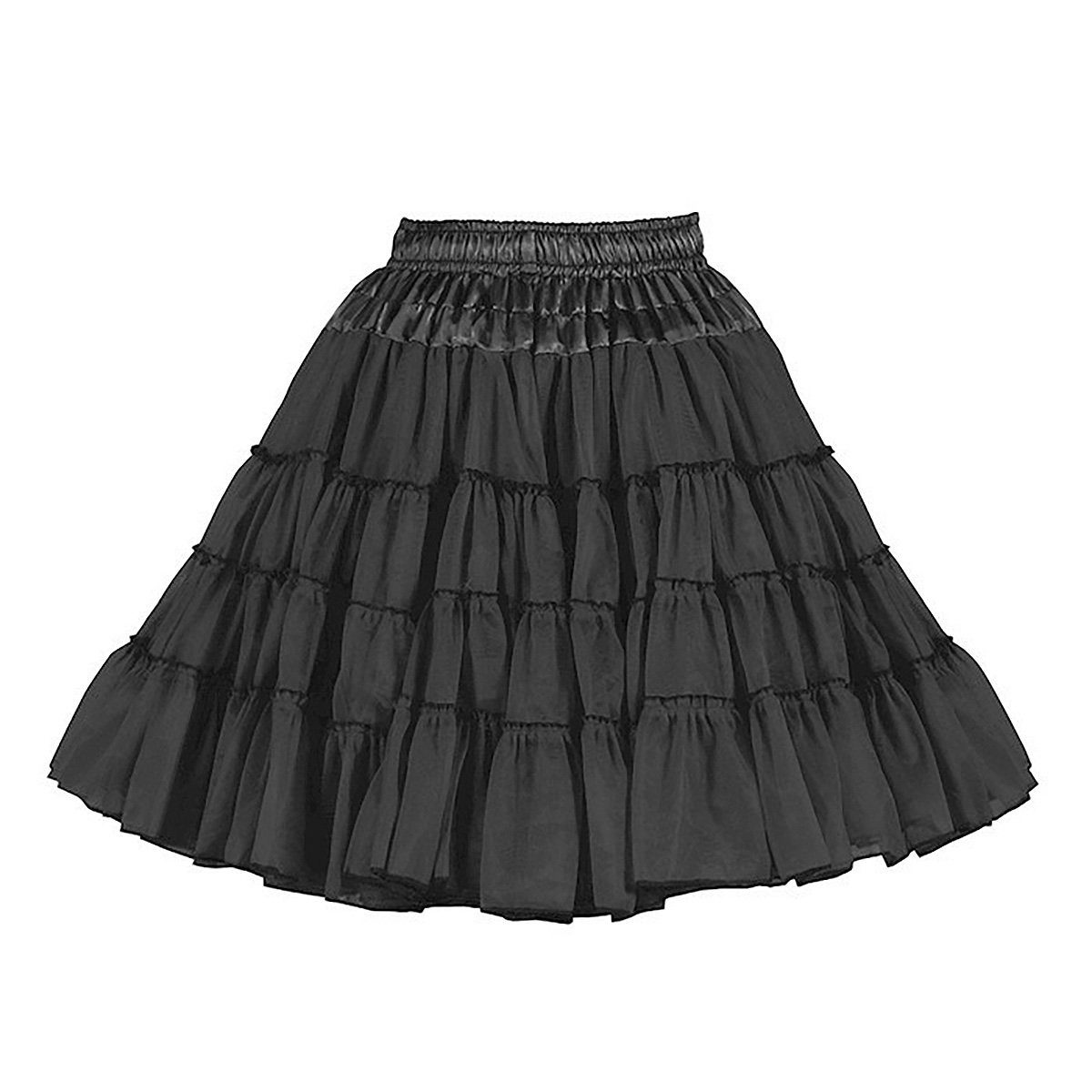 thetru Kostüm Petticoat Deluxe schwarz 3-lagig - für Fasching, Mittellanger Unterrock in drei Lagen und vier Stufen