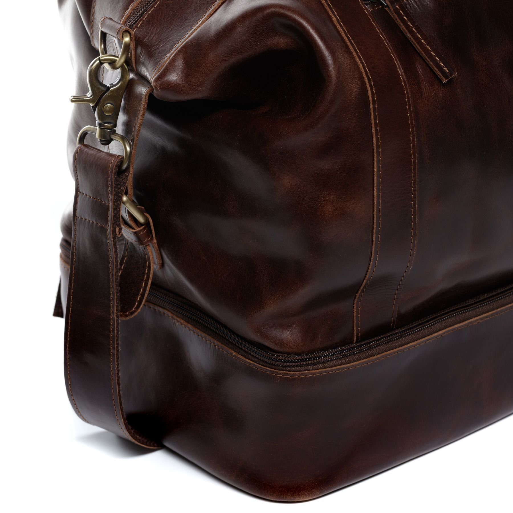 SID & VAIN Reisetasche echt Leder Weekender groß Ledertasche braun KINGSTON, Echtleder Reisegepäck für Damen & Herren, Sporttasche XL braun-cognac