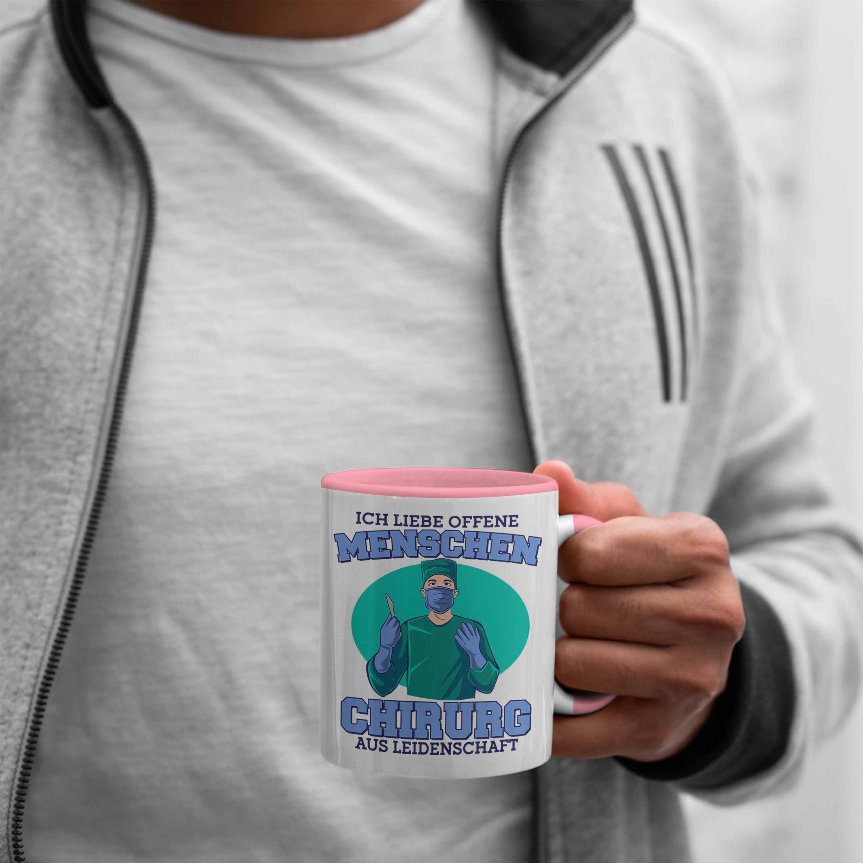 Chirurg liebe Trendation Chirurg-Tasse Lustige Rosa Tasse "Ich offene Menschen" für Geschenk