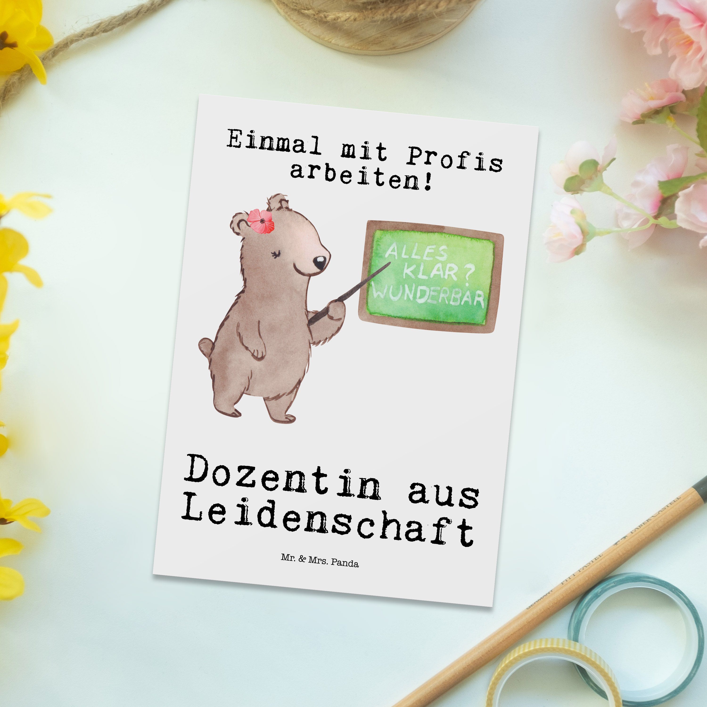 Vorlesung, Akad Mr. & - Leidenschaft Tutorin, Postkarte Weiß Panda Dozentin - Geschenk, Mrs. aus