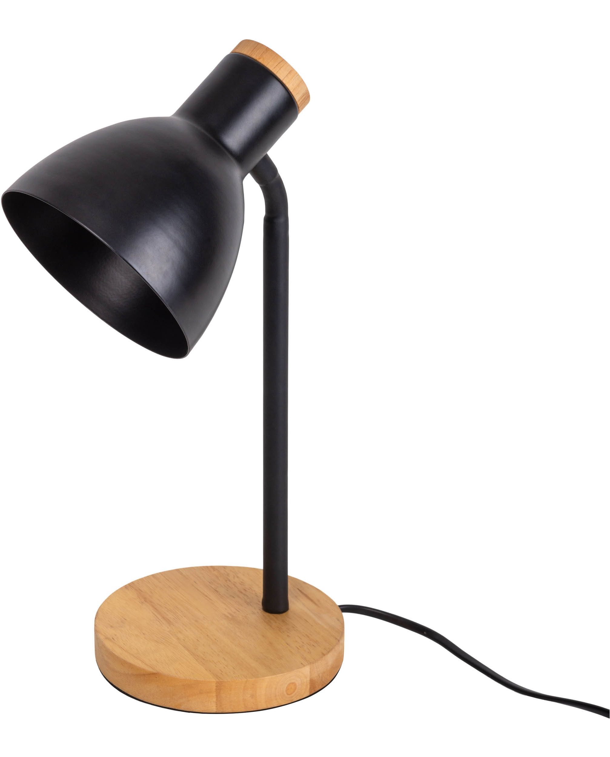 näve Schreibtischlampe Marie, ohne Leuchtmittel, Fuß und Schirm z.T. aus Holz, Schirm flexibel beweglich, E14 – Bild 4 von 5