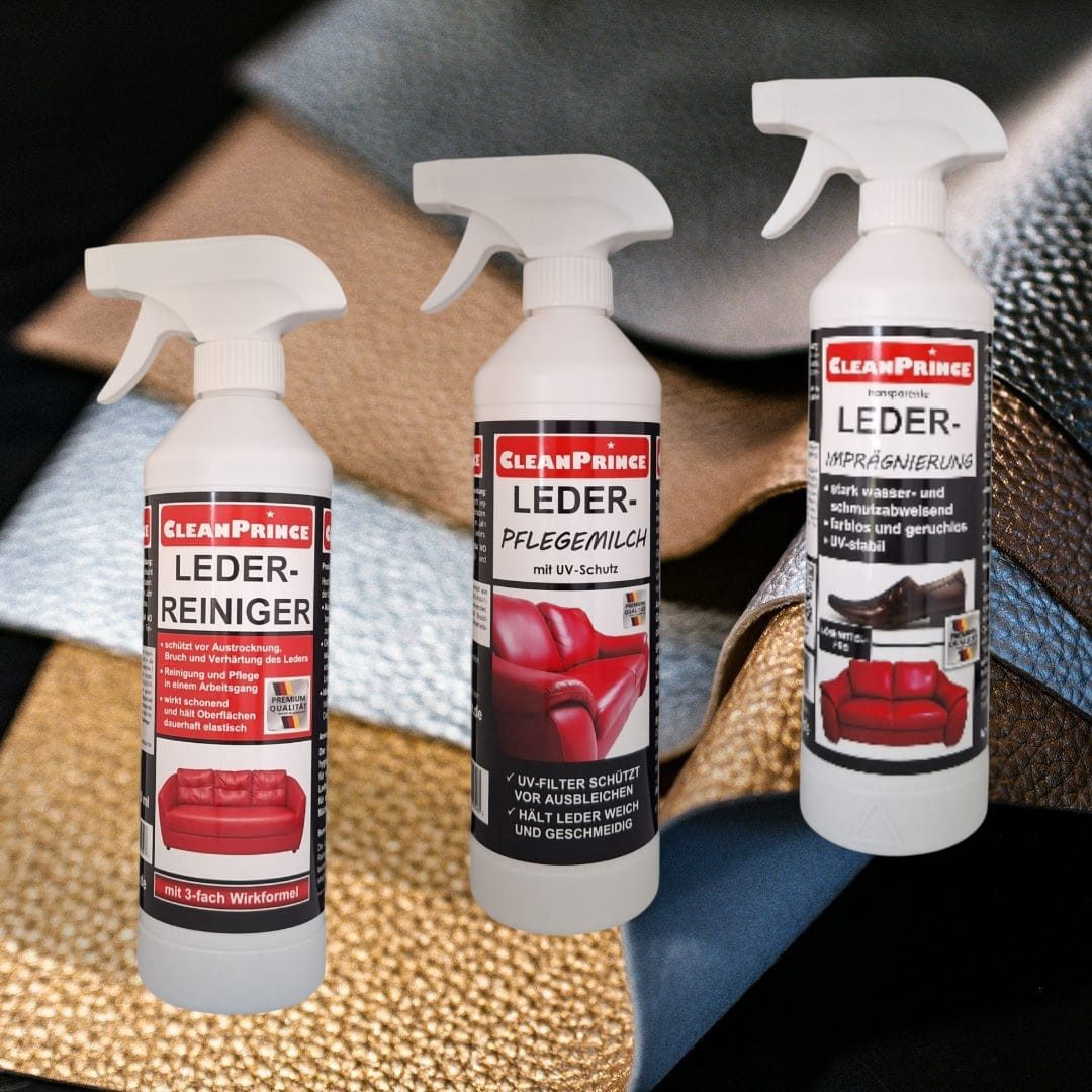 CleanPrince Lederpflegeset CP600230: Reiniger + Imprägnierung + Pflegemilch Lederpflegeset, Pflege- und Reinigung von Lederartikeln