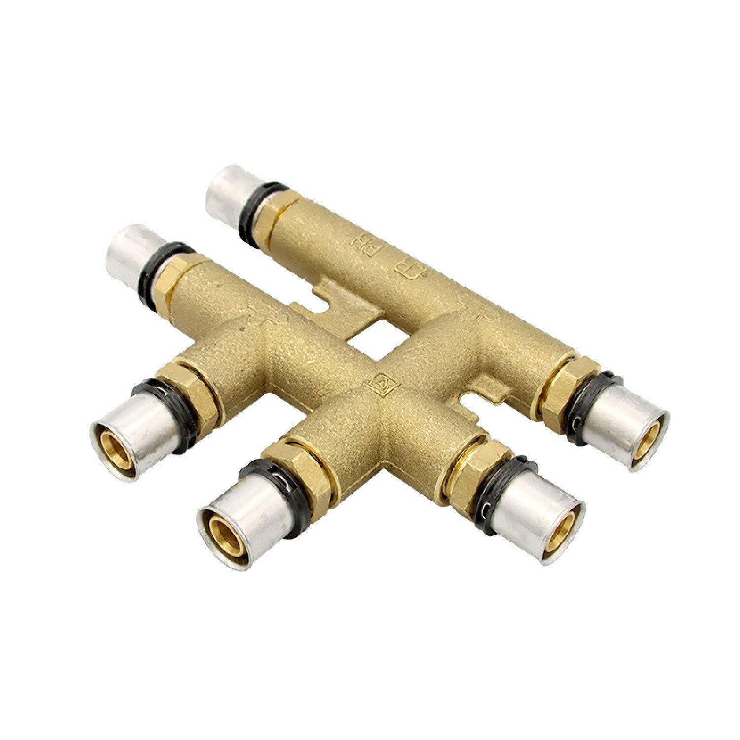 PipeTec Deutschland Pressfitting Pressfitting Kreuzungsfreies T-Stück 20x20x20 TH Kontur Verbundrohr
