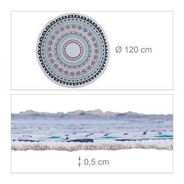 Teppich Runder Teppich mit Mandala-Design, relaxdays, Höhe: 5 mm